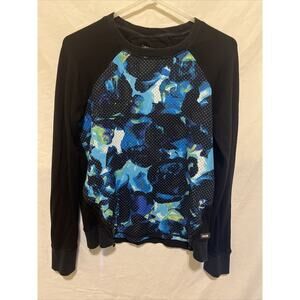 Calvin Klein Performance Sweatshirt Women Size Medium Black W/Blue Side Zippers